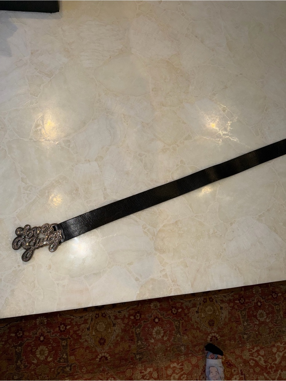 Rare Y2K Juicy Couture Love Juicy Rhinestone Leather Belt Black M - Picture 3 of 9
